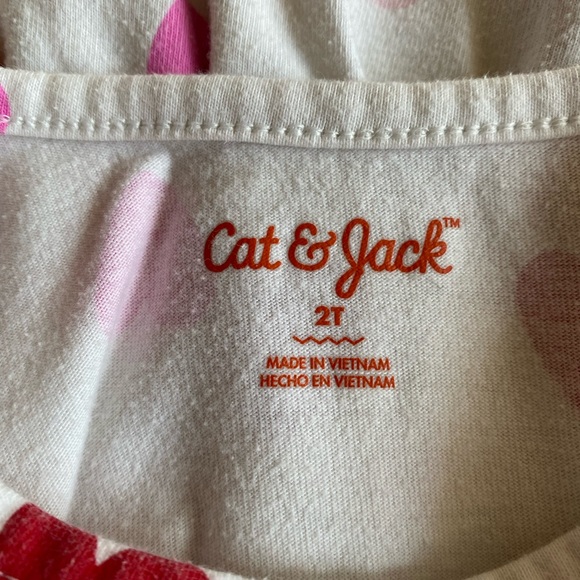 Girl’s sz 2T dress 3/4 sleeves red pink & light pink hearts 60% cotton 40% poly - Picture 3 of 3